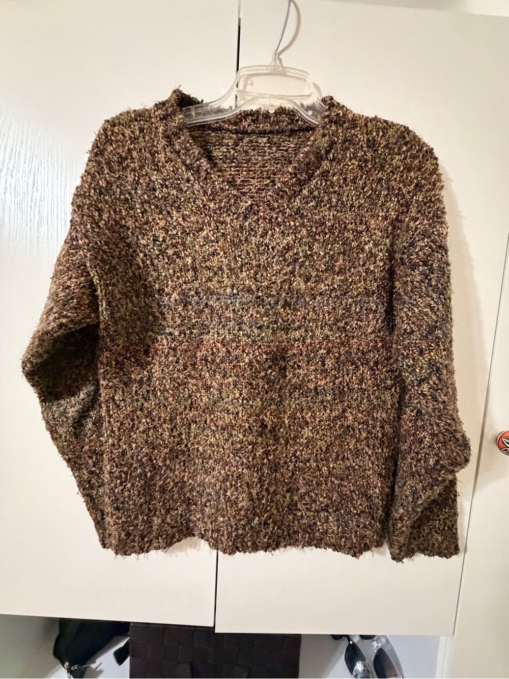 Vintage Made in USA Earth Tone Confetti Knit Sweater Retro Cottagecore